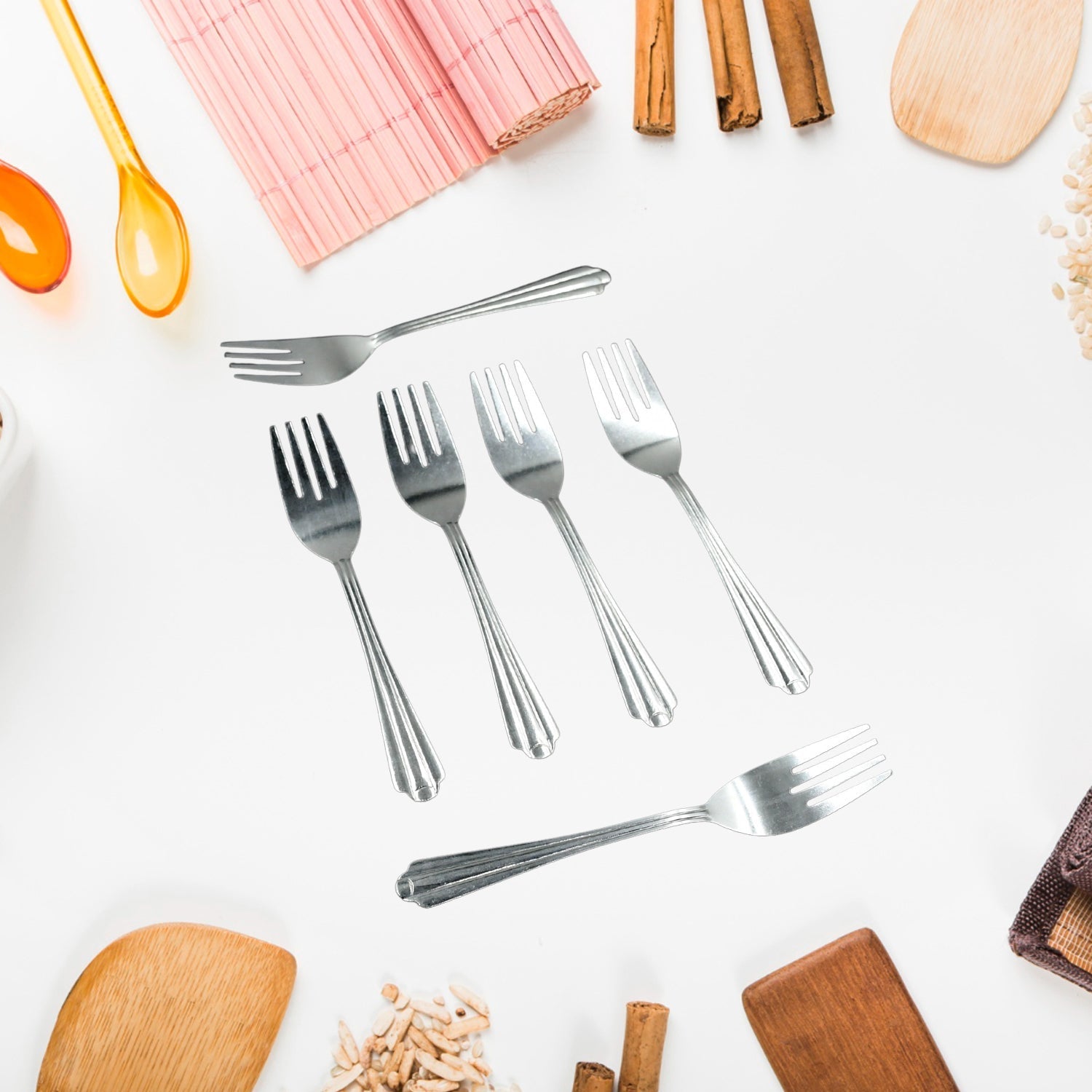 5932 STEEL FORKS SET OF 6 - FORK SET FOR HOME AND KITCHEN FORK HIGH QUALITY PREMIUM FORK SET (6 PC SET ) 5932 STEEL FORKS SET OF 6 - FORK SET FOR HOME AND KITCHEN FORK HIGH QUALITY PREMIUM FORK SET (6 PC SET )